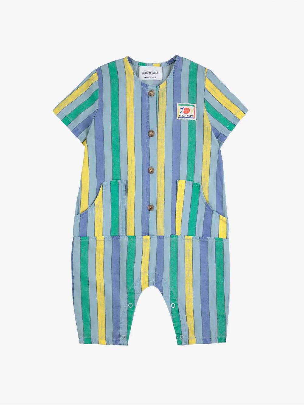 Bobo Choses Multicolor Stripes Denim Overall