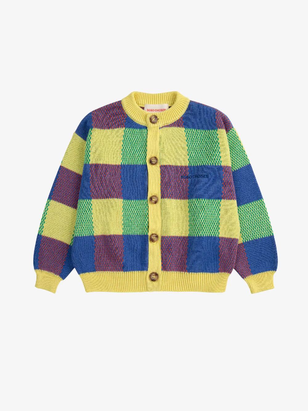 Bobo Choses Multicolor Vichy Jacquard Cardigan