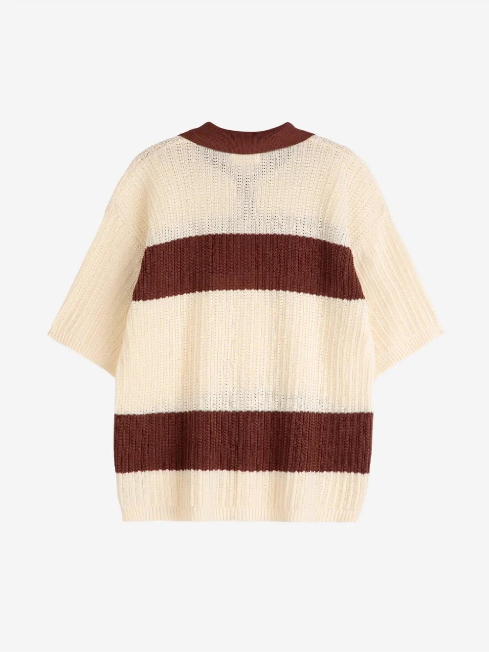 Bobo Choses Stripes Pointelle Knitted Polo Shirt