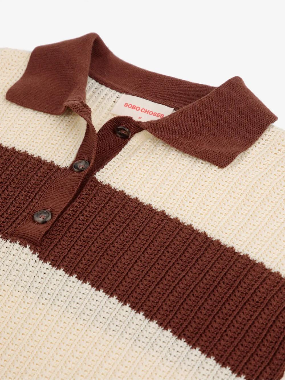Bobo Choses Stripes Pointelle Knitted Polo Shirt