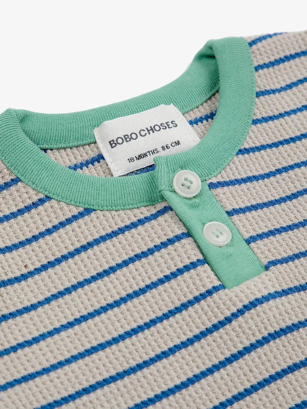 Bobo Choses Stripes Waffle Buttoned T- Shirt