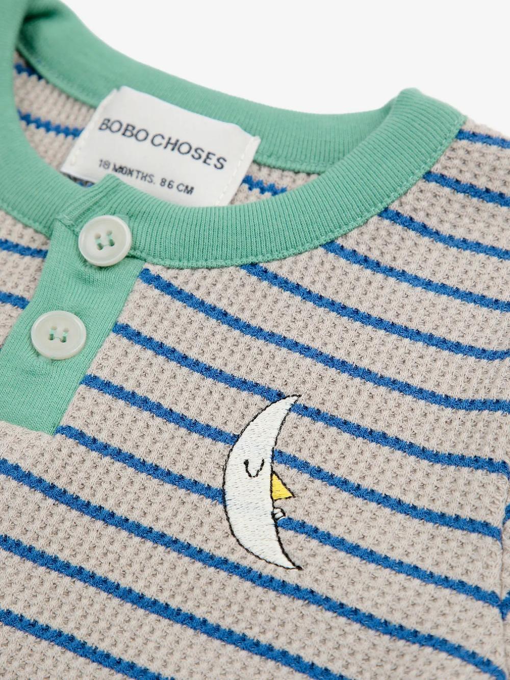 Bobo Choses Stripes Waffle Buttoned T- Shirt