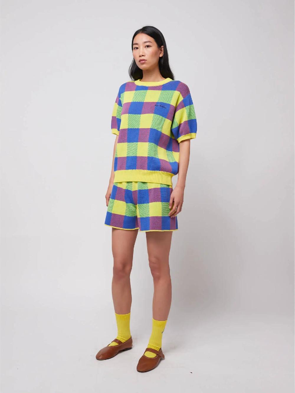 Bobo Choses Vichy Jacquard Cotton Knitted Short