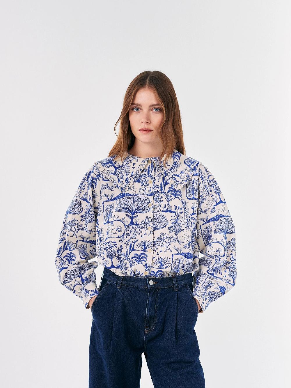 Bobo choses Wonderland printed big collar blouse