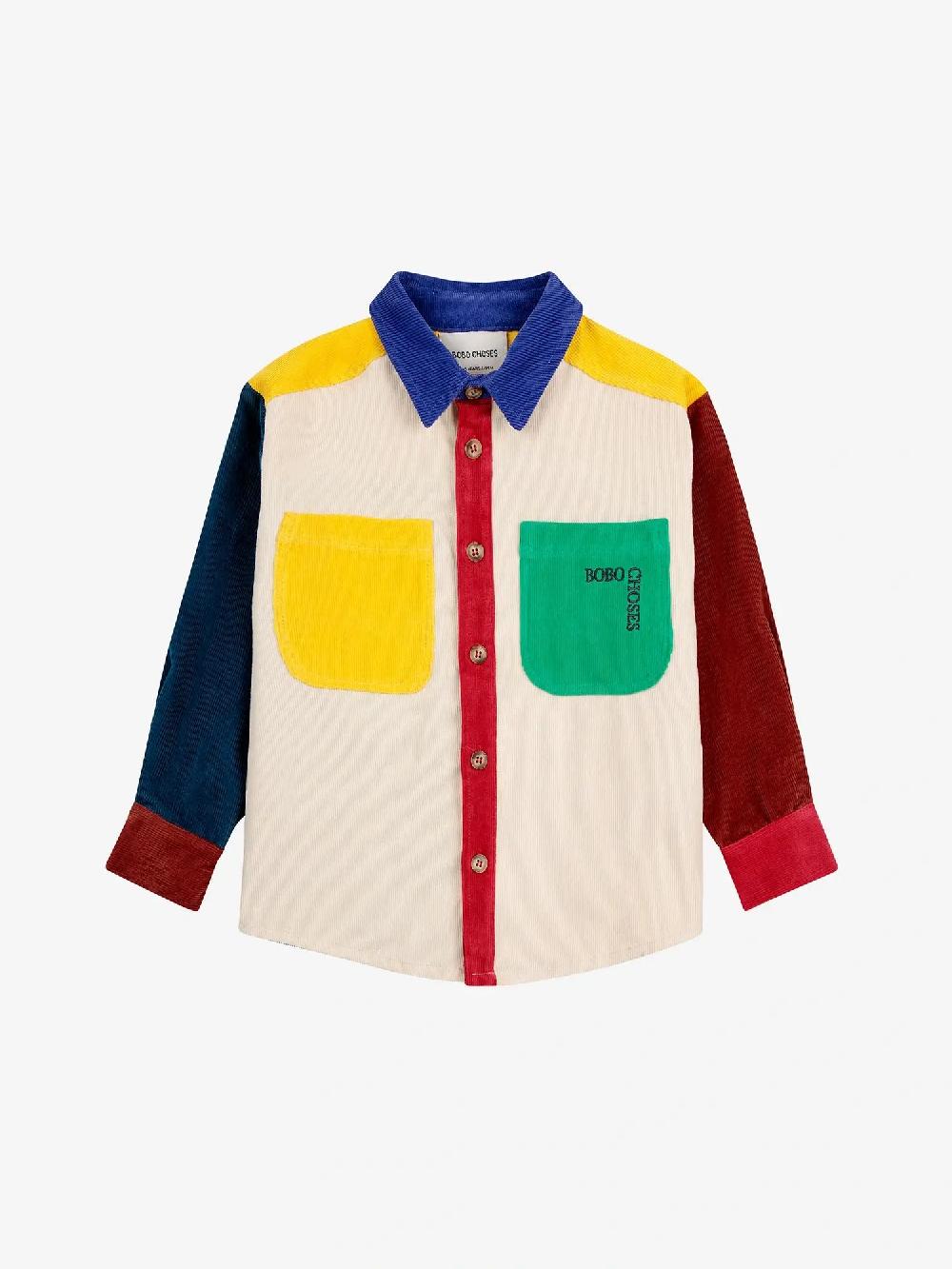 Bobo choses Bobo Square embroidery Color block corduroy shirt