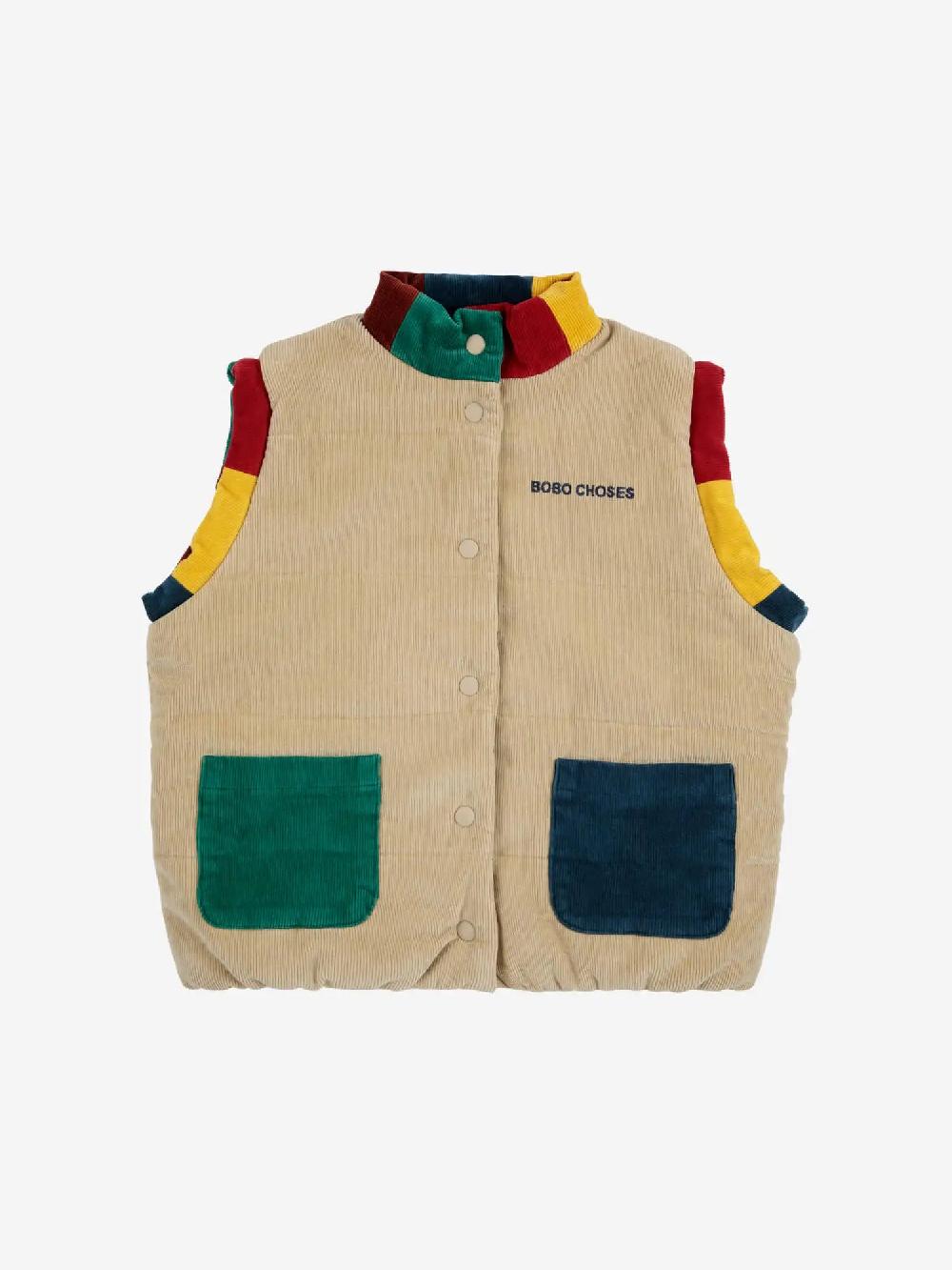 Bobo Choses Color Block Pockets Corduroy Quilted Vest