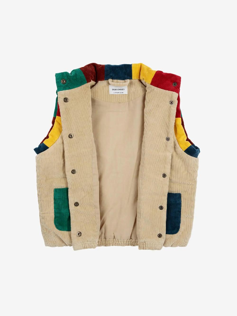 Bobo Choses Color Block Pockets Corduroy Quilted Vest