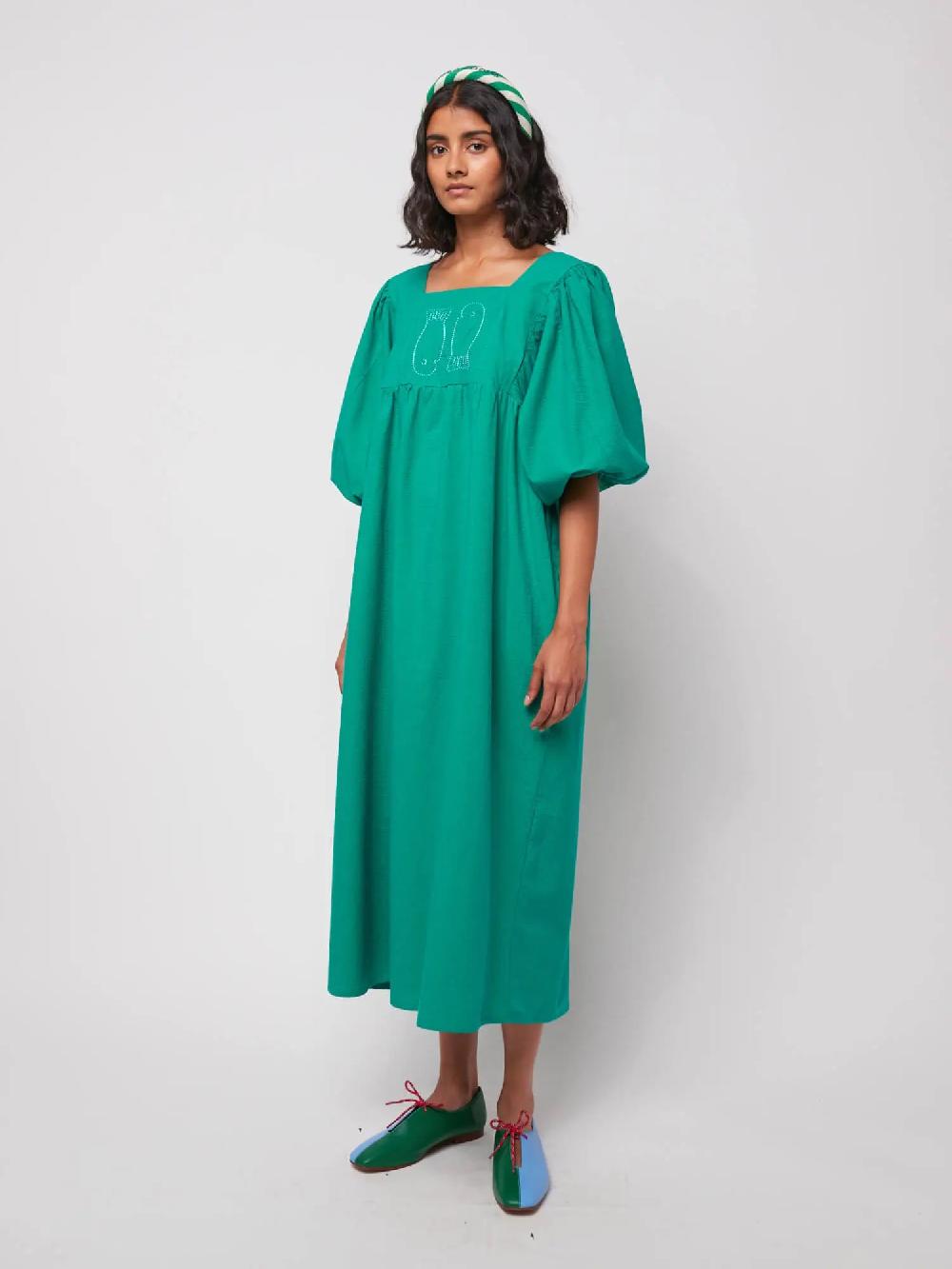 Bobo choses Couple Fish embroidery puff sleeve dress