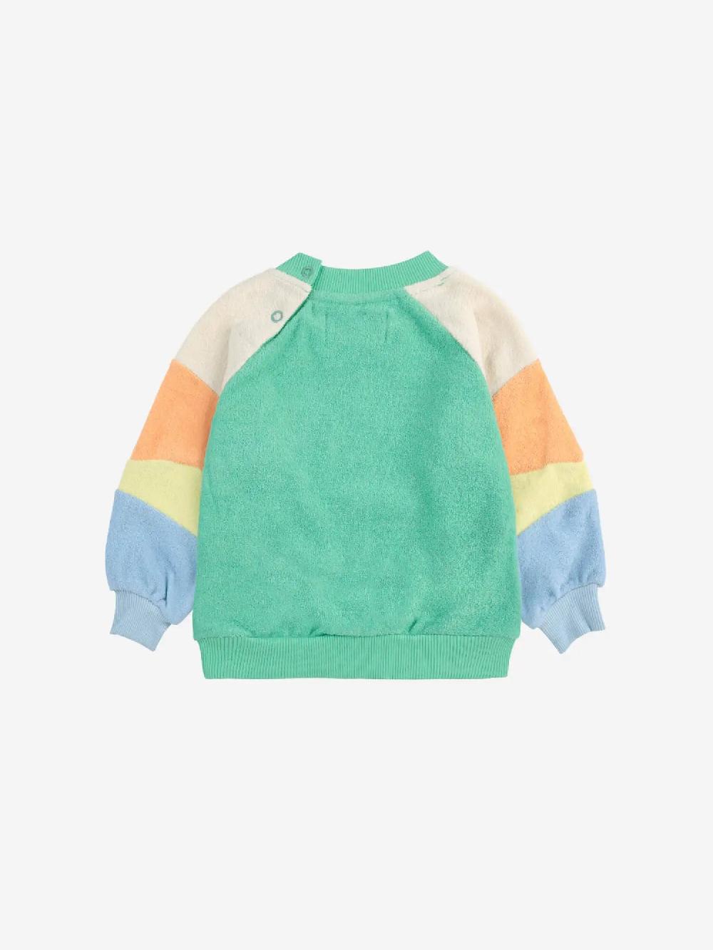 Bobo Choses Green Color Block Terry Cloth Sweatshirt