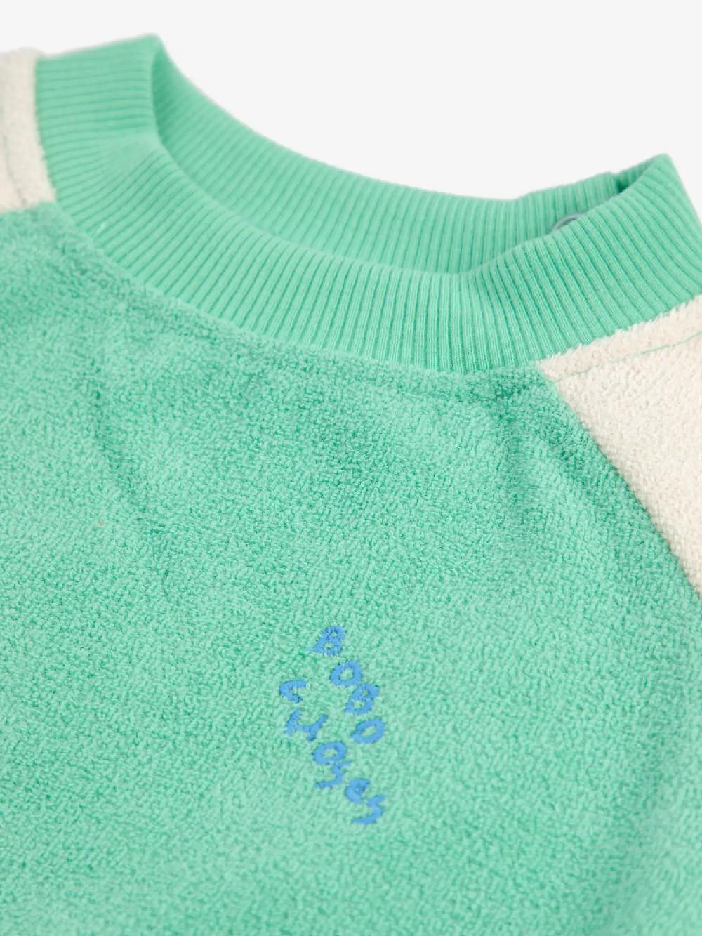 Bobo Choses Green Color Block Terry Cloth Sweatshirt