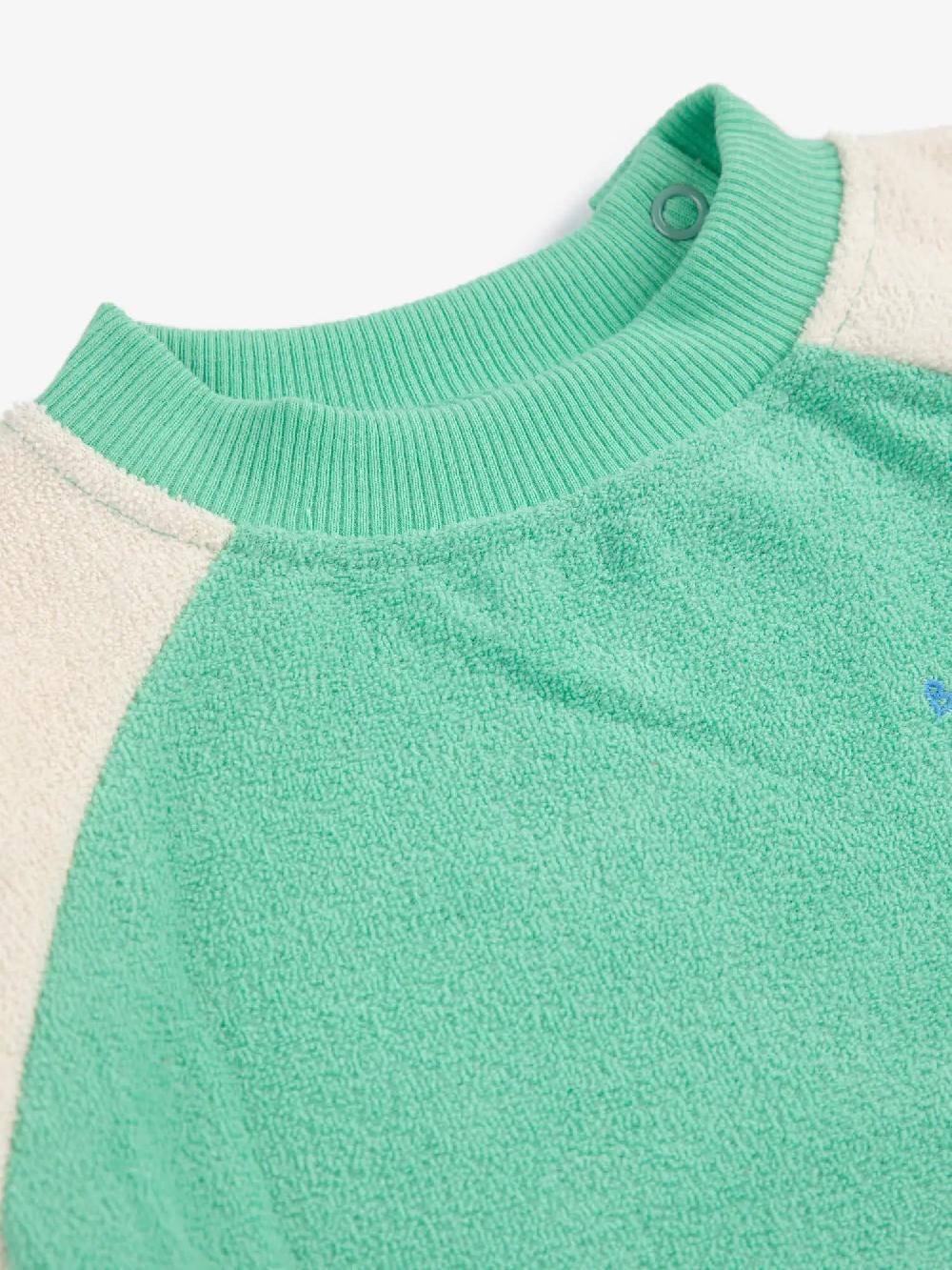 Bobo Choses Green Color Block Terry Cloth Sweatshirt