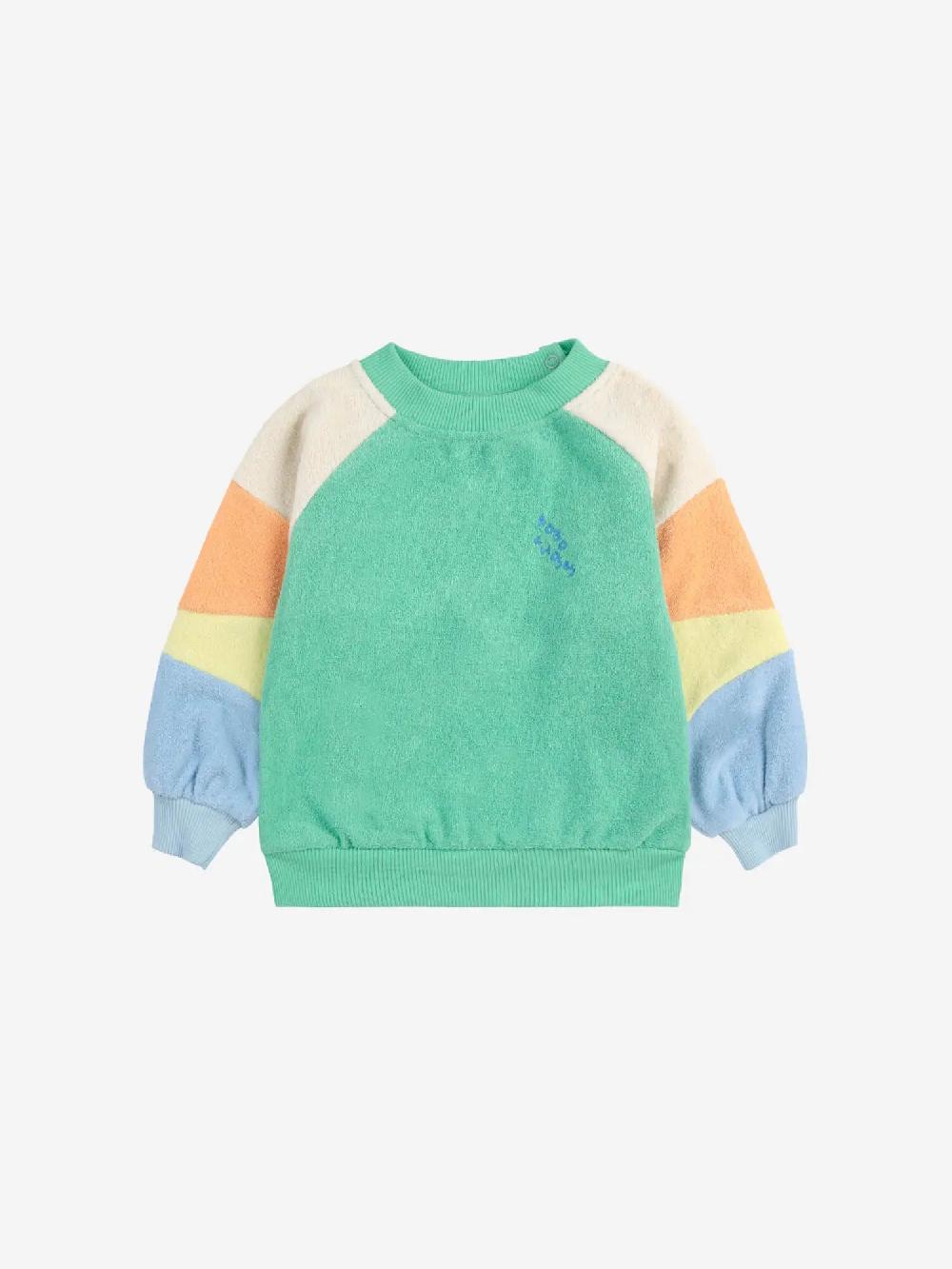 Bobo choses Green color block terry cloth sweatshirt
