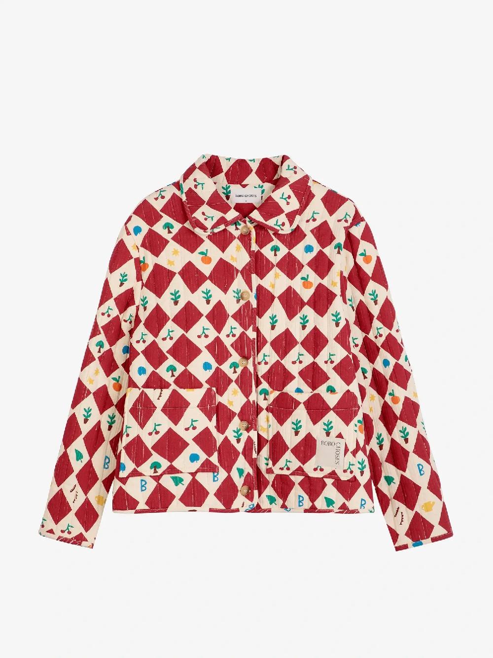 Bobo Choses Harlequin Printed Quilted Cropped Jacket