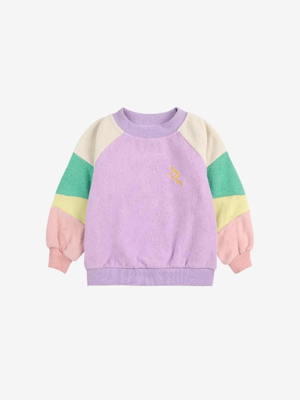 Bobo Choses Lila Color Block Terry Cloth Sweatshirt