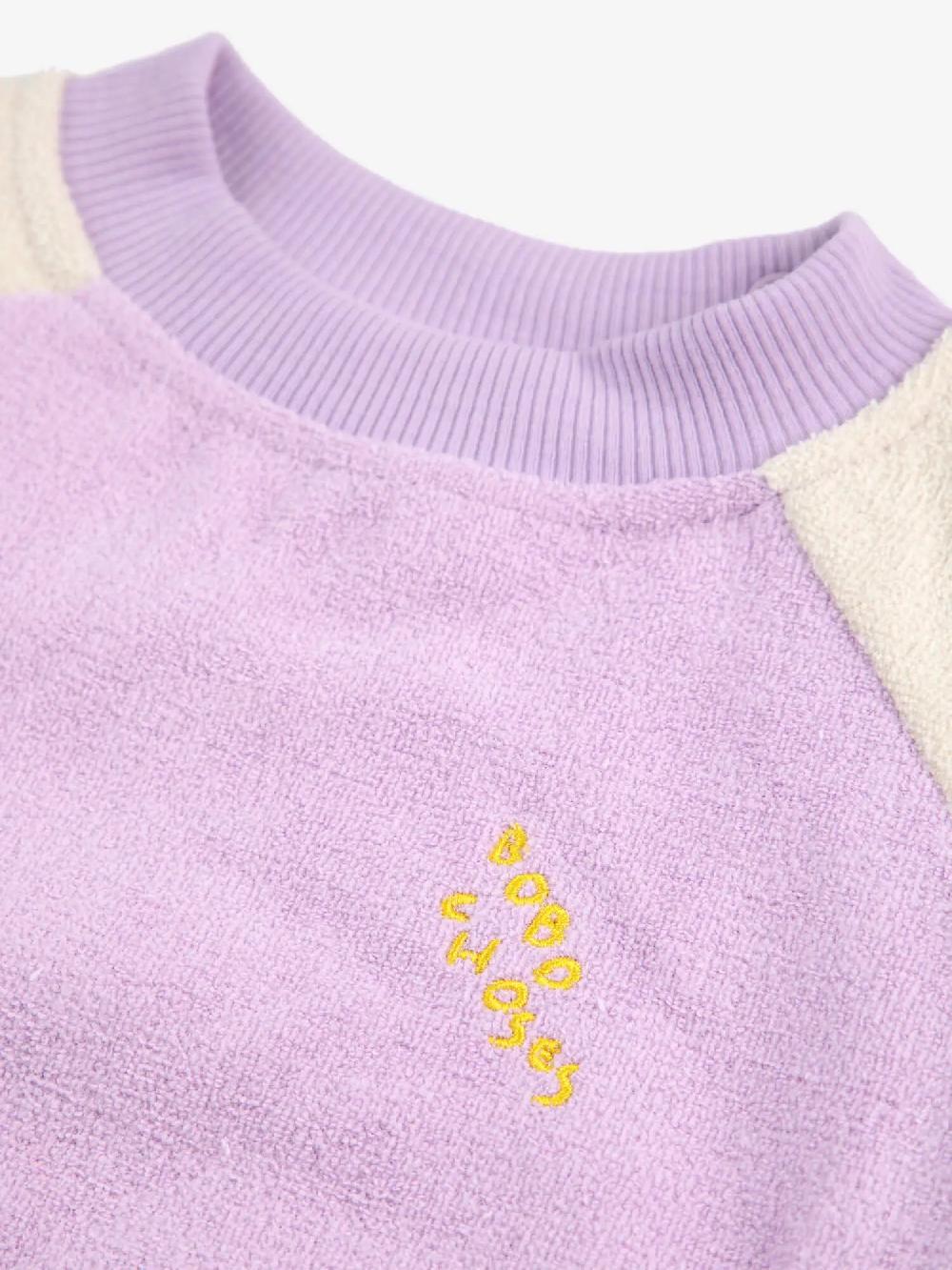 Bobo Choses Lila Color Block Terry Cloth Sweatshirt