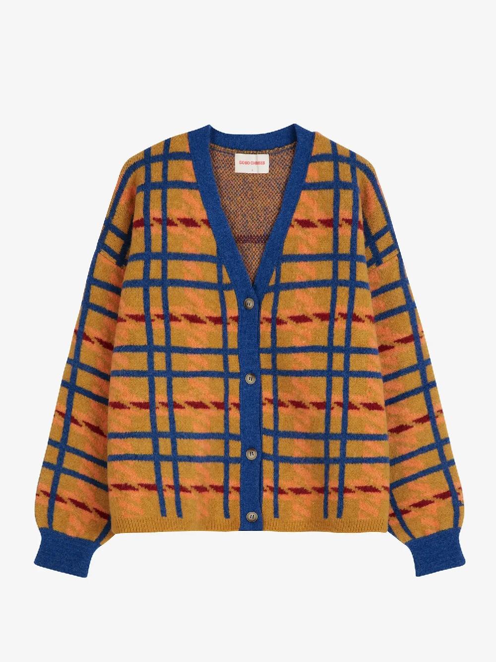 Bobo Choses Mandras Checked Cropped V-neck Cardigan