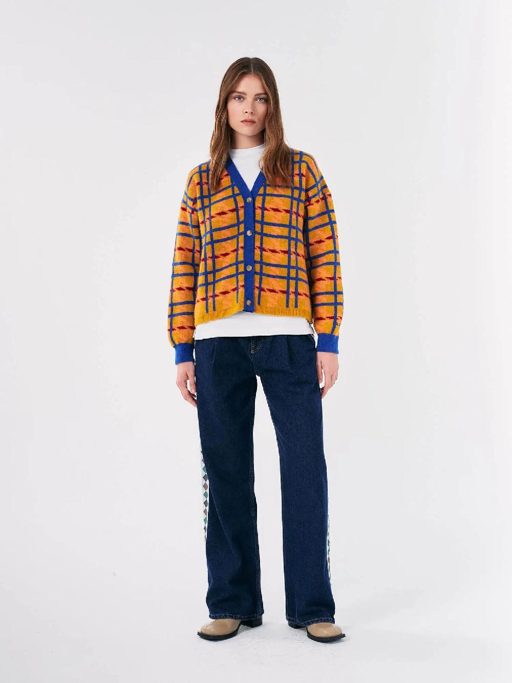 Bobo Choses Mandras Checked Cropped V-neck Cardigan