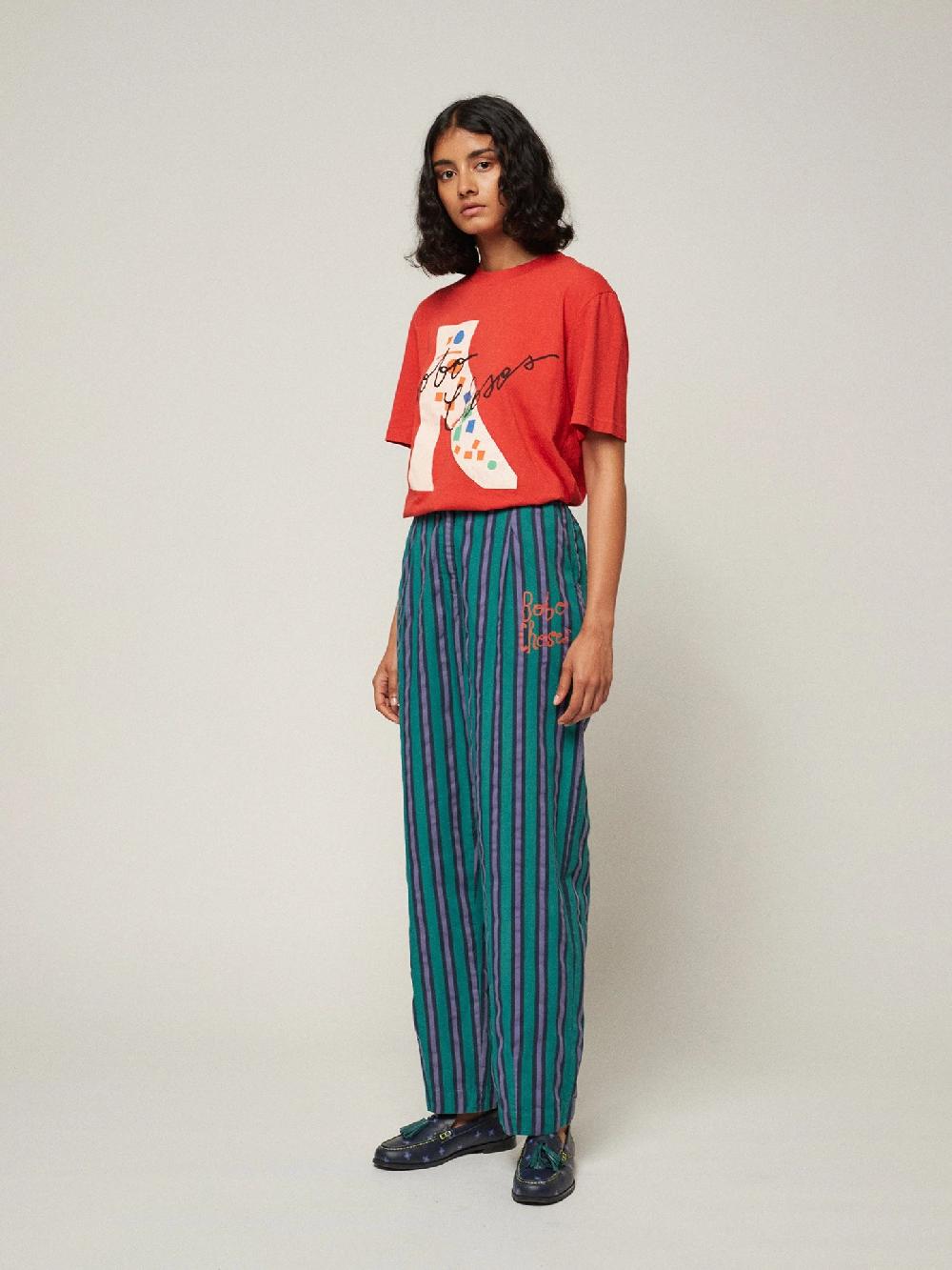 Bobo Choses Multi Striped Pleated Straight Leg Trouser