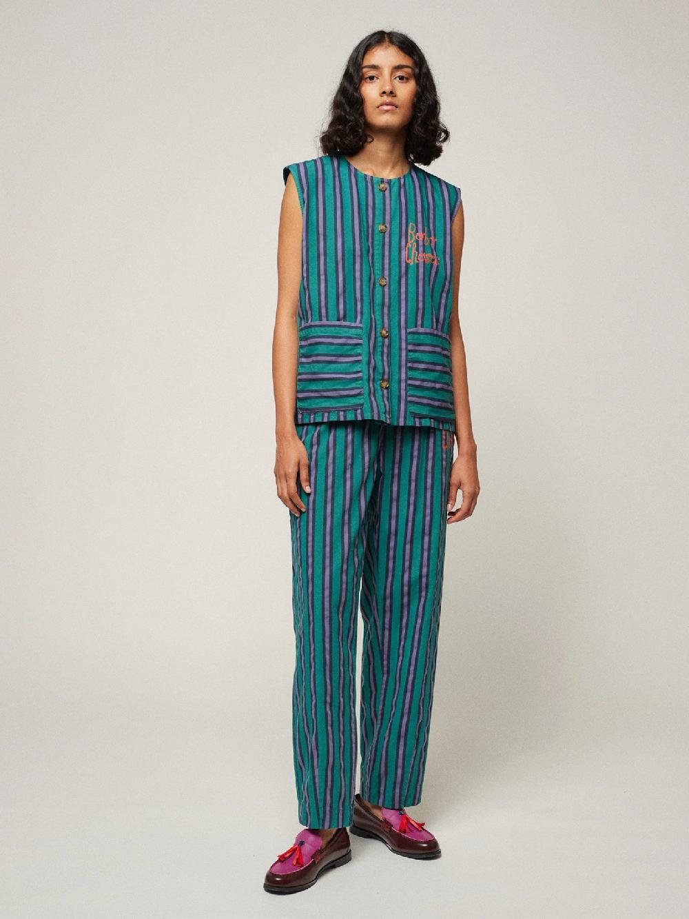 Bobo Choses Multi Striped Pleated Straight Leg Trouser