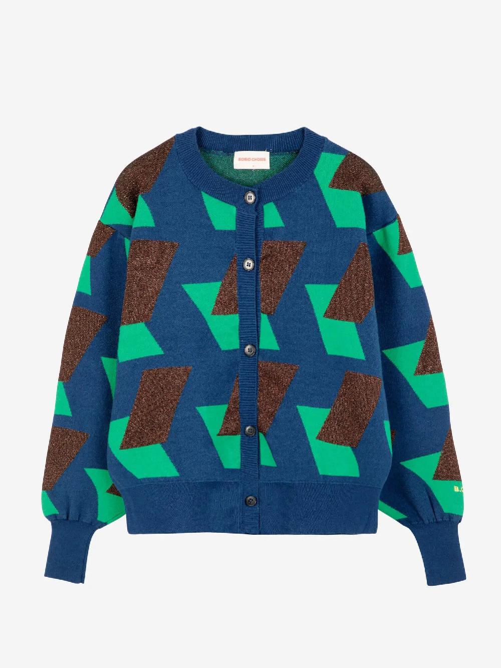 Bobo Choses Multicolour Checked Jacquard Knitted Cardigan