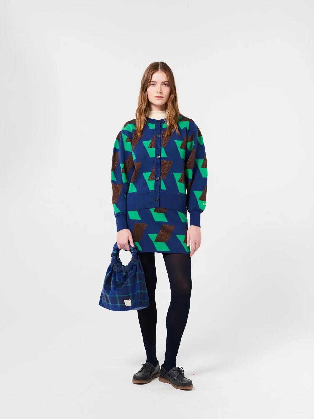 Bobo choses Multicolour checked jacquard knitted mini skirt