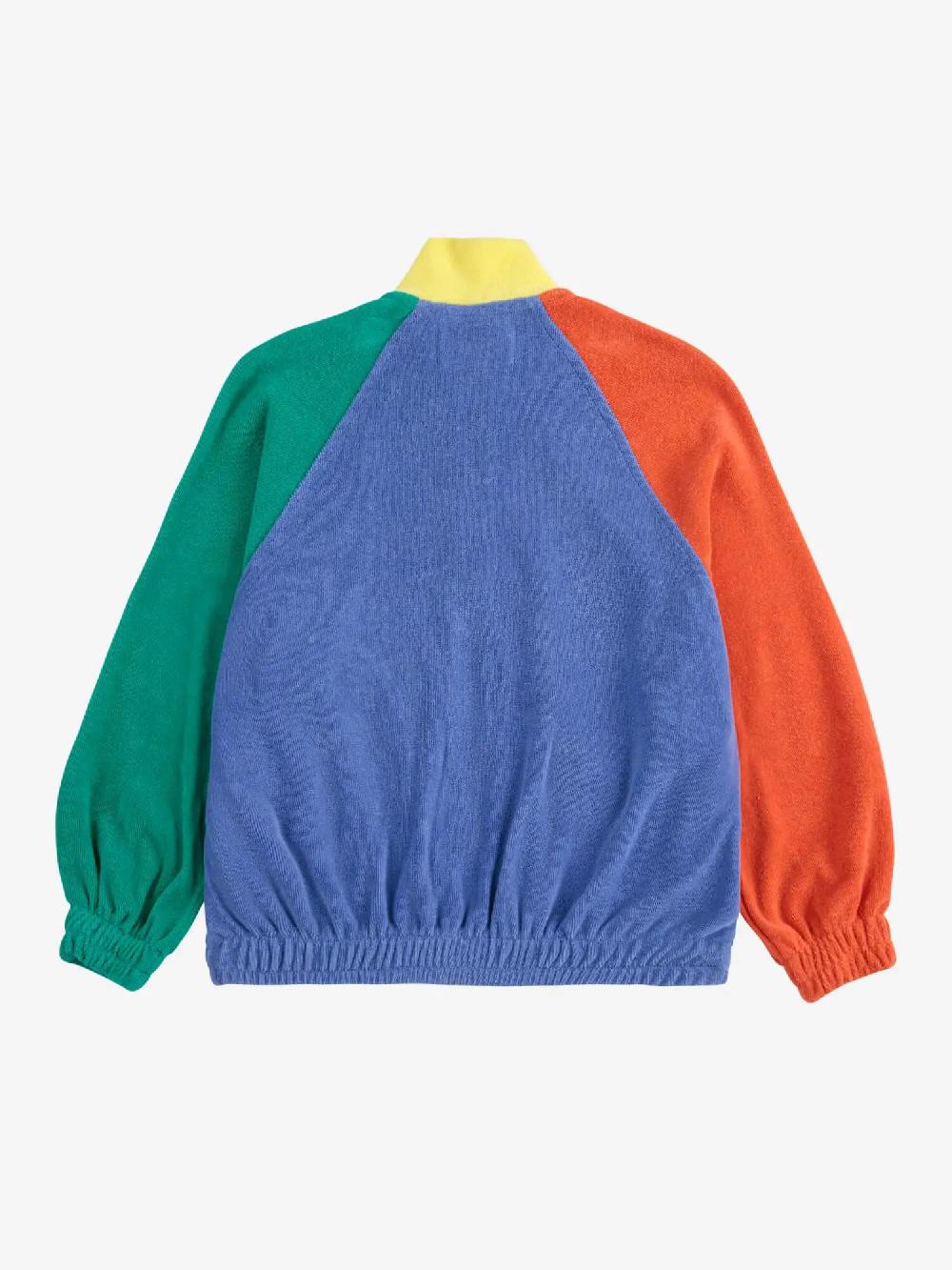 Bobo Choses Smiling Color Block Terry Cloth Zipped Sweatshirt