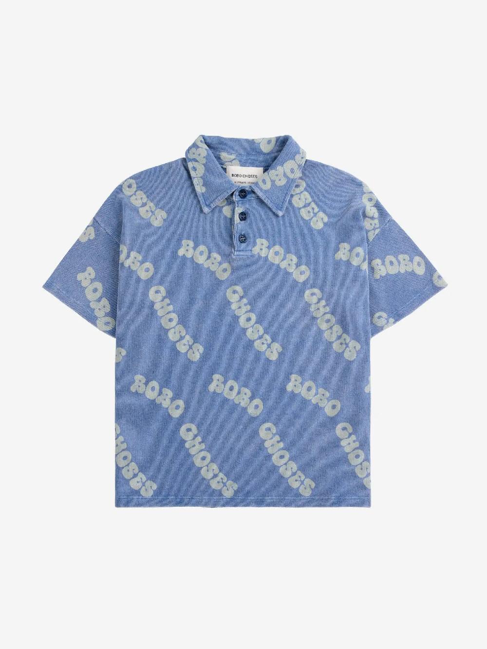 Bobo Choses Wavy Bobo Choses All Over Waffle Polo Shirt
