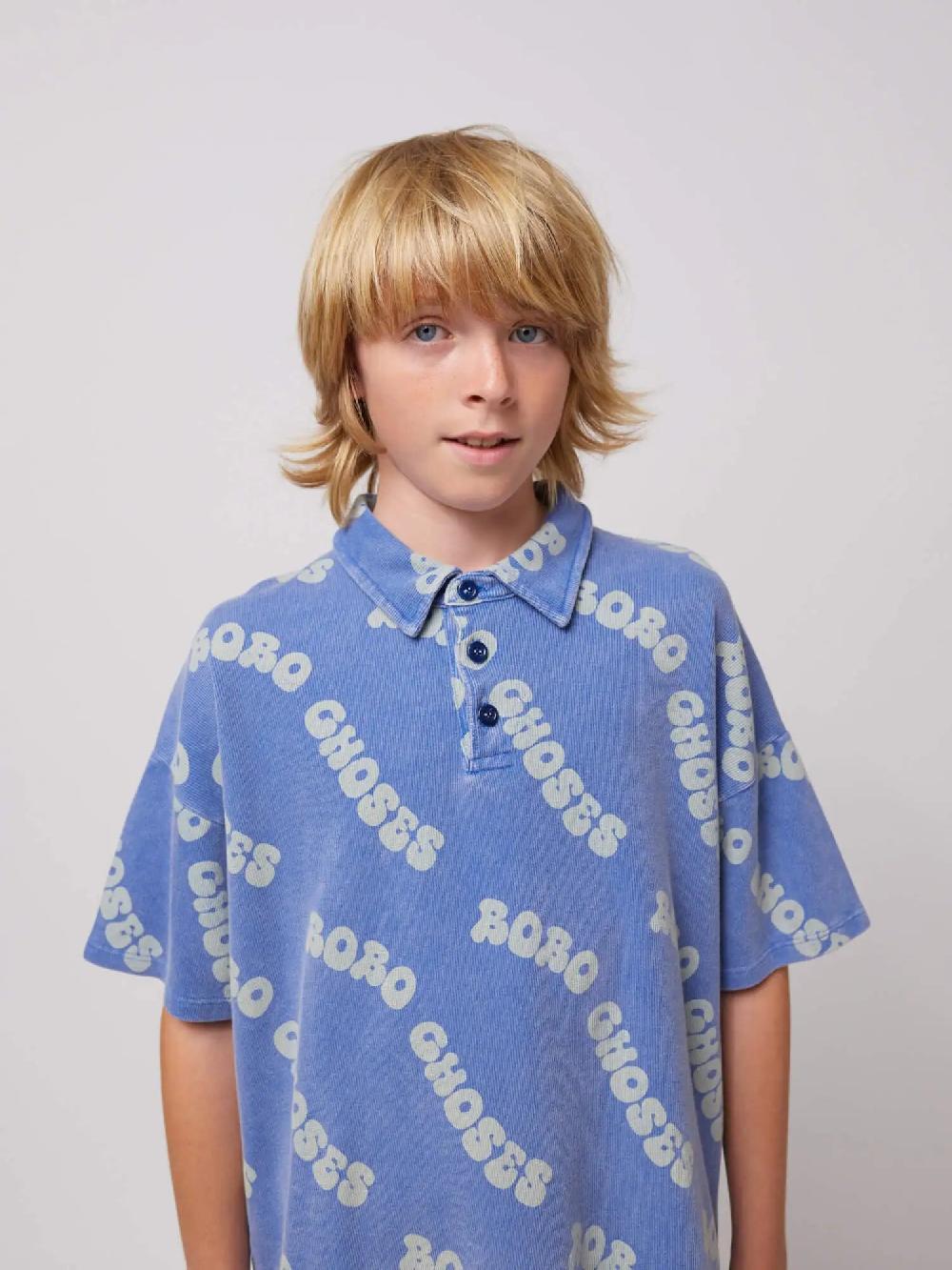 Bobo choses Wavy Bobo Choses all over waffle polo shirt