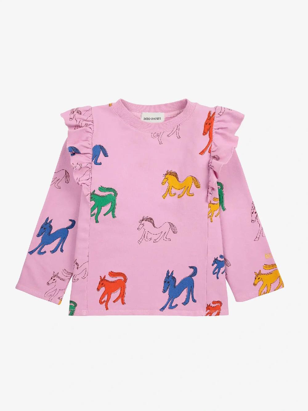 Bobo Choses Wonder Horse All Over Ruffle Sweatshirt