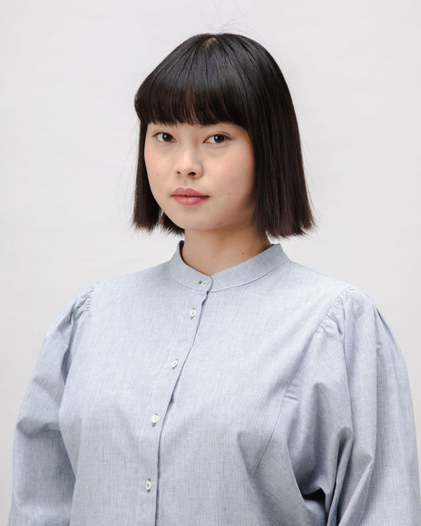 Brava fabrics Blusa Romantic Algodón Pinstripes Azul