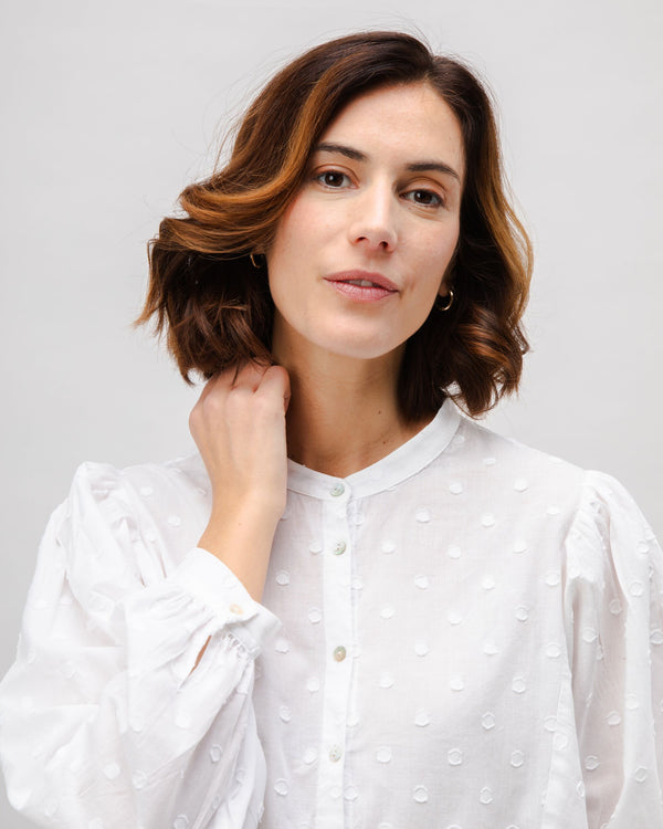 Brava fabrics Blusa Romantic Algodón Polka Dot Blanco