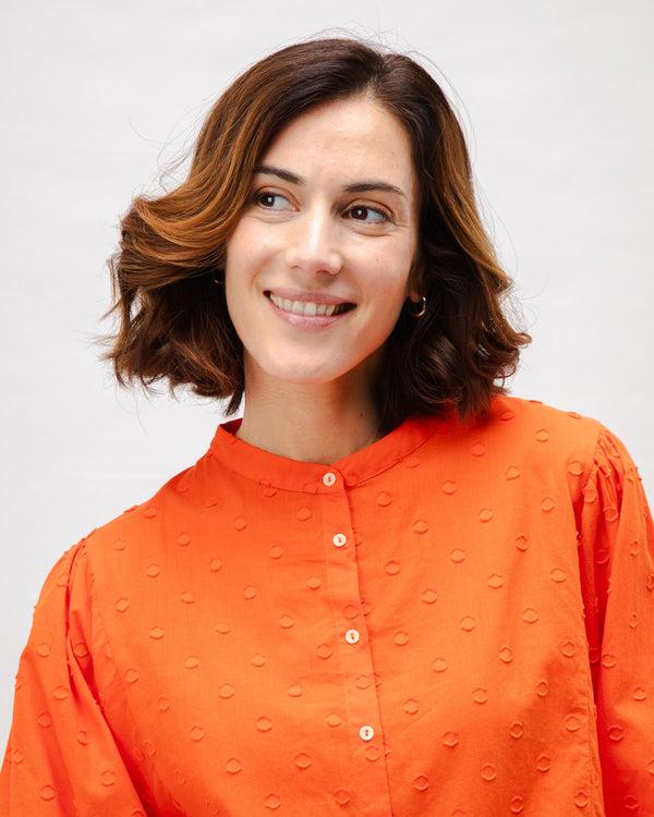 Brava Fabrics Blusa Romantic Algodón Polka Dot Naranja