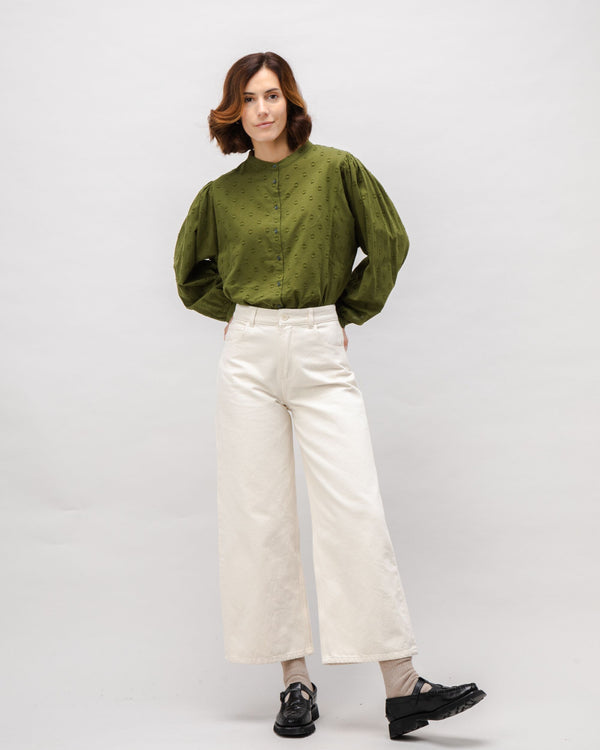 Brava Fabrics Blusa Romantic Algodón Polka Dot Verde