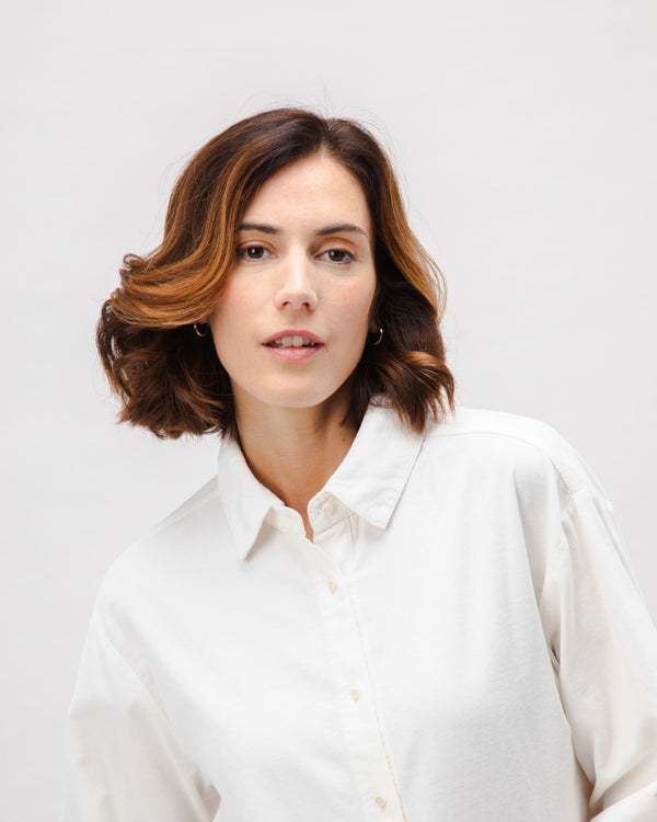 Brava fabrics Blusa Boxy Algodón Babycord Ecru