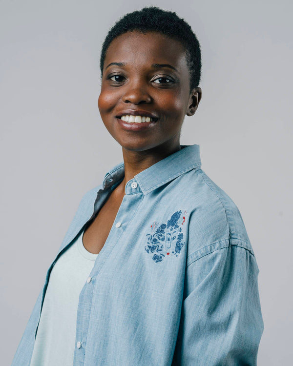 Brava Fabrics Blusa Flower Face Indigo