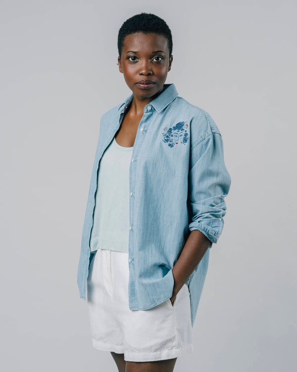 Brava fabrics Blusa Flower Face Indigo