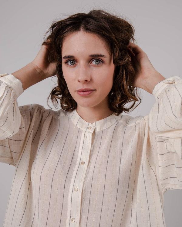 Brava Fabrics Blusa Stripes Boho Ecru