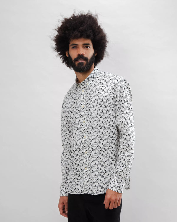 Brava Fabrics Camisa Algodón Peanuts B&W Ecru