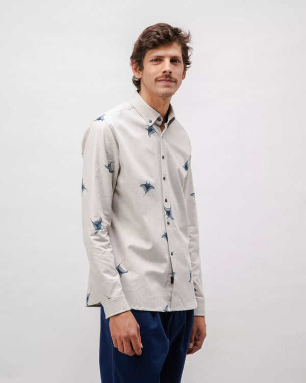 Brava Fabrics Camisa Franela Manta Ray Gris
