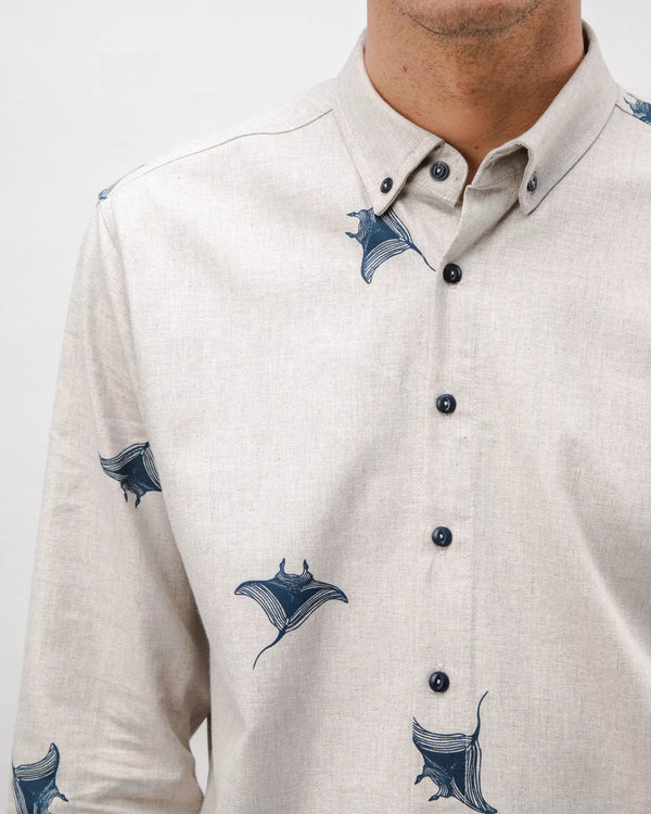 Brava fabrics Camisa Franela Manta Ray Gris