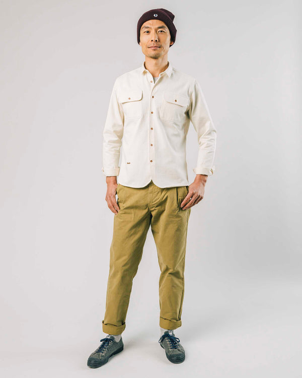 Brava Fabrics Camisa Herringbone Ecru