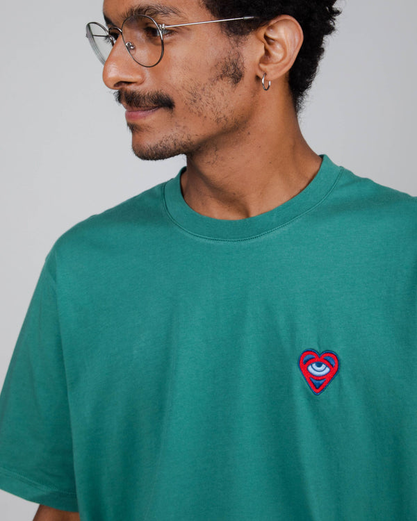 Brava fabrics Camiseta Asis Percales Heart Verde