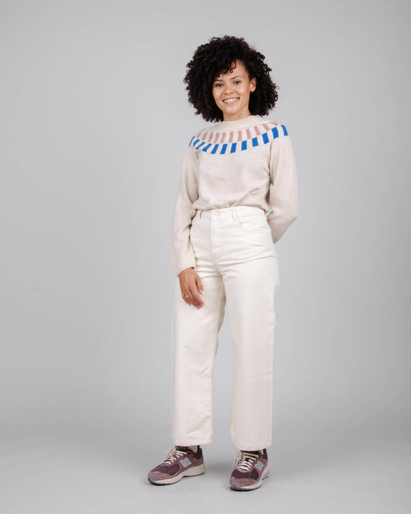 Brava Fabrics Jersey Cube Jacquard Ecru