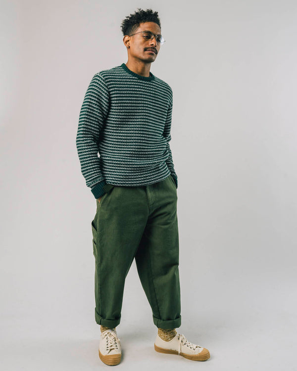 Brava Fabrics Jersey Stripes Dark Green