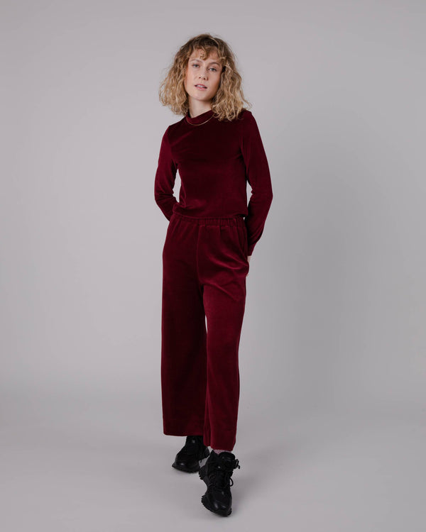 Brava Fabrics Jersey Velvet Cuello Perkins Prune