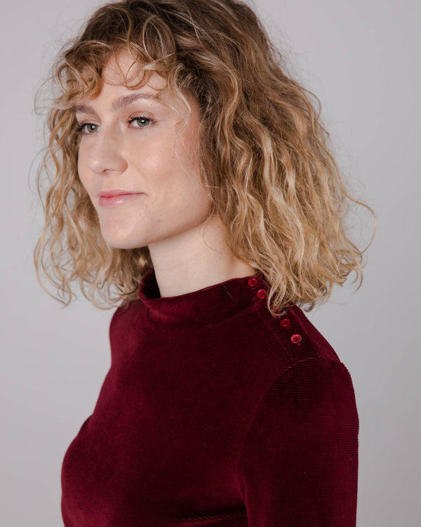 Brava Fabrics Jersey Velvet Cuello Perkins Prune