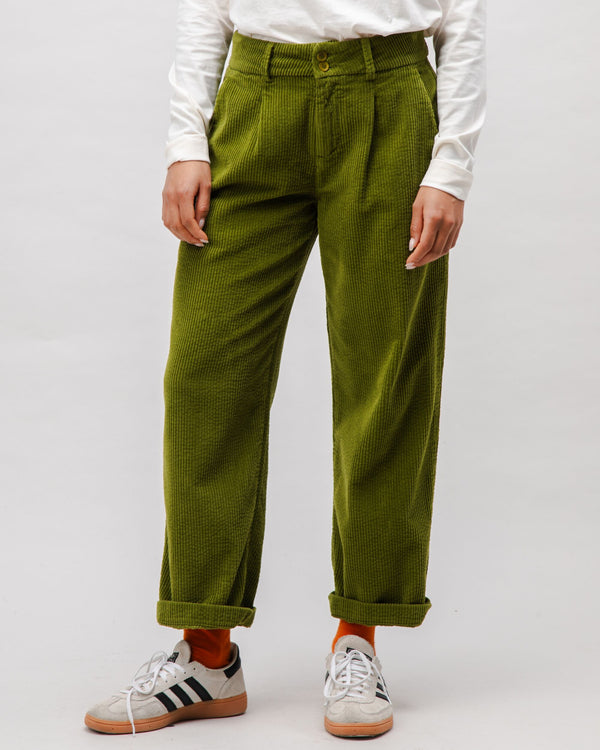 Brava fabrics Pantalón de Pana con Pinzas Green