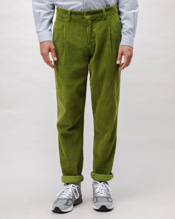 Brava fabrics Pantalón de Pana con Pinzas Green