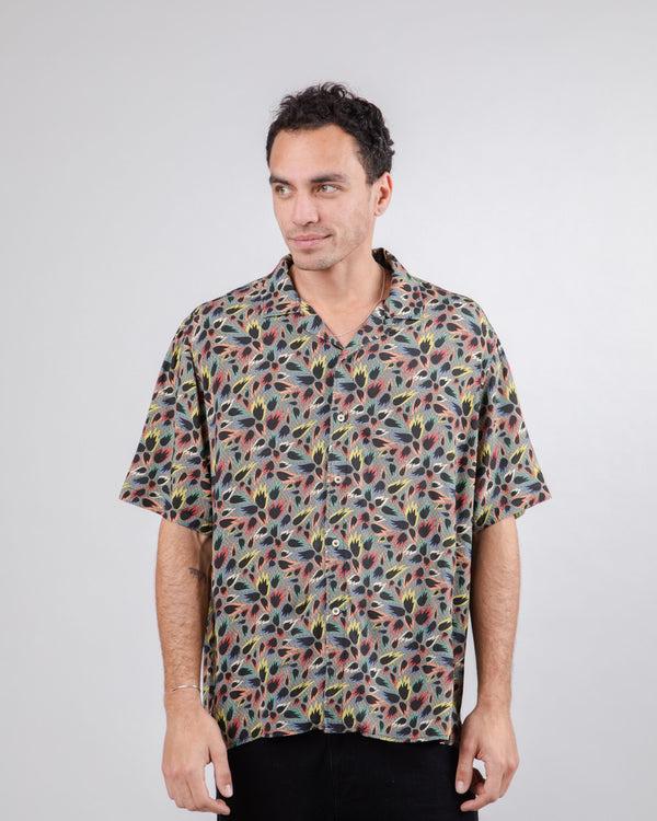 Brava Fabrics Peseta Flames Camisa Aloha Ecru