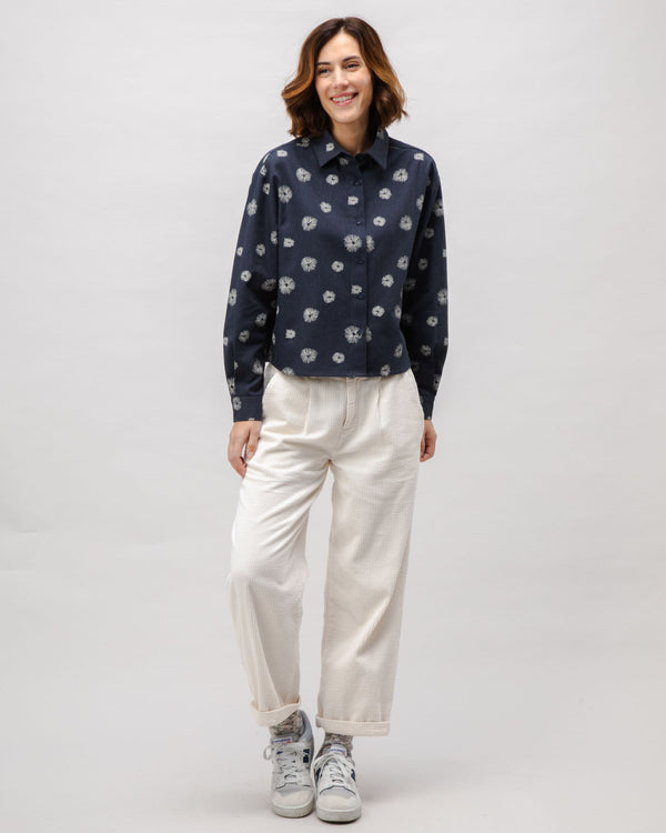 Brava Fabrics Urchin Boxy Flannel Blouse Navy